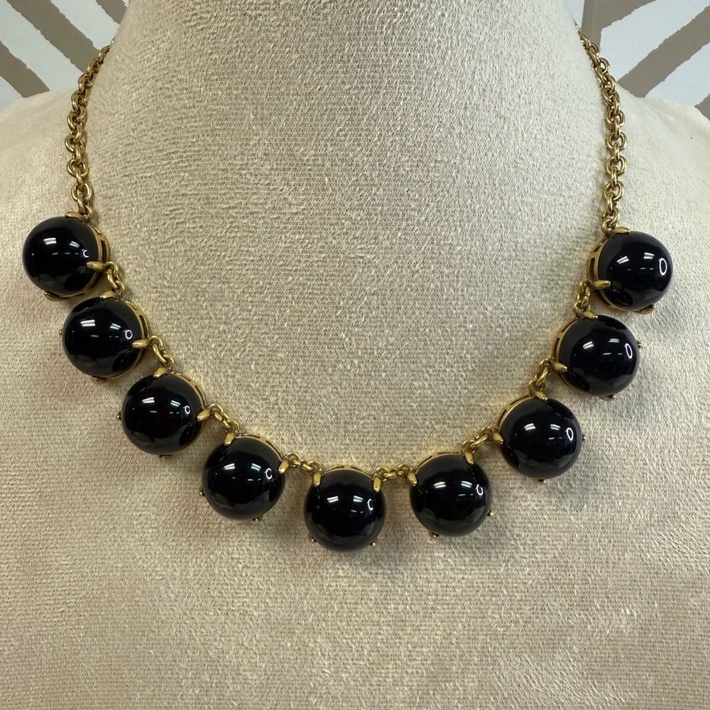 J Crew Gold Black Beaded Necklace